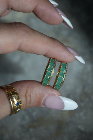 EMERALD HOOPS 14K