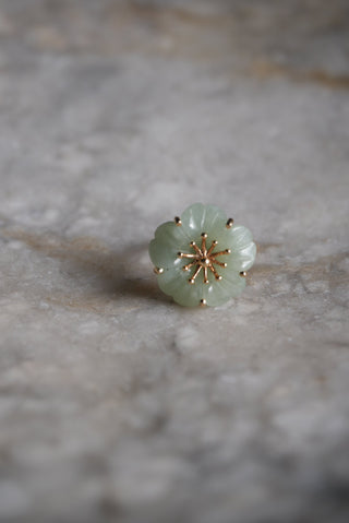 14K HIBISCUS JADE RING