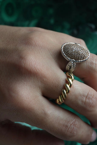 Shields Up - Sterling Pave Oval Ring Size 6