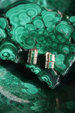 14k Emerald Row Earrings