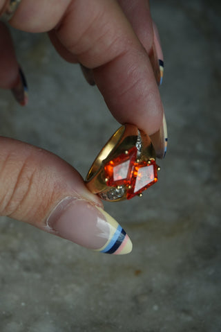 JUICYFRUIT - VERMEIL ORANGE STONE RING SZ 7