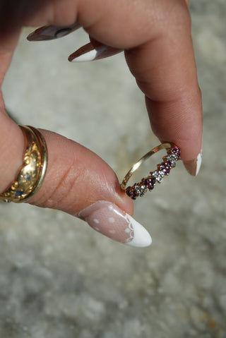 14K RED SPINEL & DIAMOND BAND