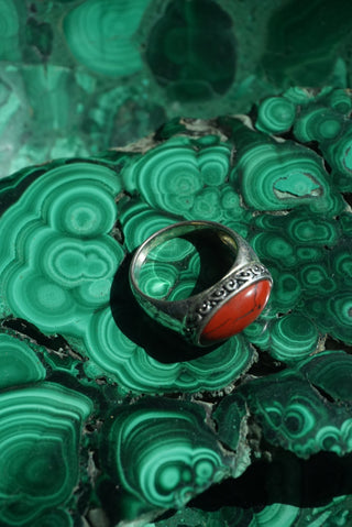 Scarlet Letter - Sterling Red Jasper Ring Size 8