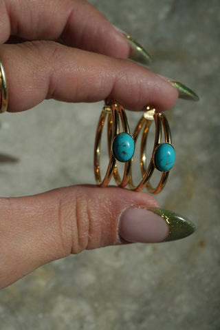 14k Turquoise Hoops
