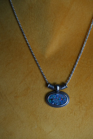 Patchwork Quilt - Sterling Opal Chip Necklace