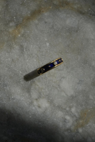 18k Blue Vintage Enamel & Diamond Band