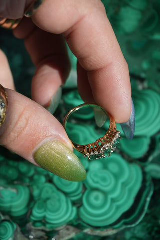 14K EMERALD CLUSTER RING