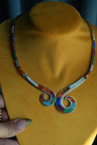 Rainbow Road - Rare Opal Inlay collar Necklace