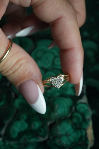 14K PAVE HEART RING