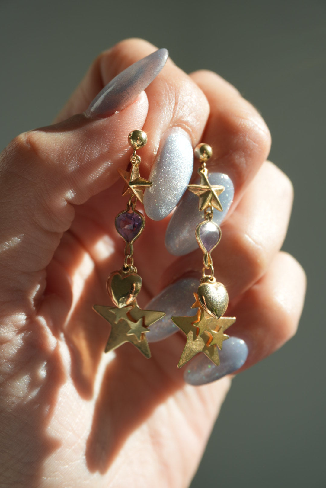 14K STAR DROP EARRING