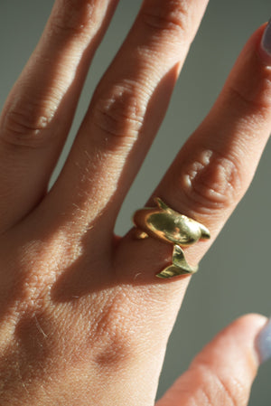 14K DOLPHIN WRAP RING SZ 8