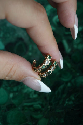 10K EMERALD & DIAMOND EARRINGS
