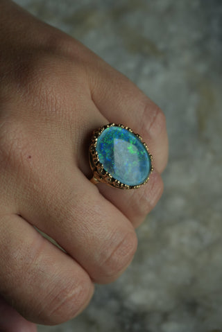 14K BLUE OPAL RING