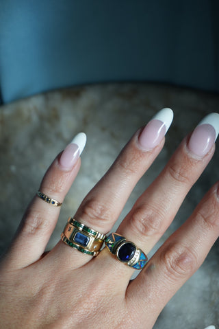 IOLITE & OPAL INLAY 14K RING