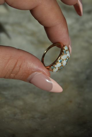 14K OPAL CLUSTER RING