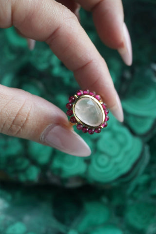 Pomegranate - Vermeil Quartz and Glass Ring Size