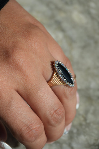 14K ONYX & DIAMOND RING