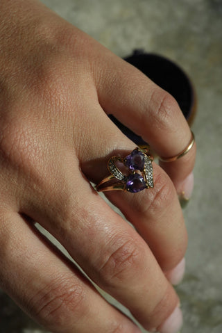 10k Amethyst Twin Hearts Ring