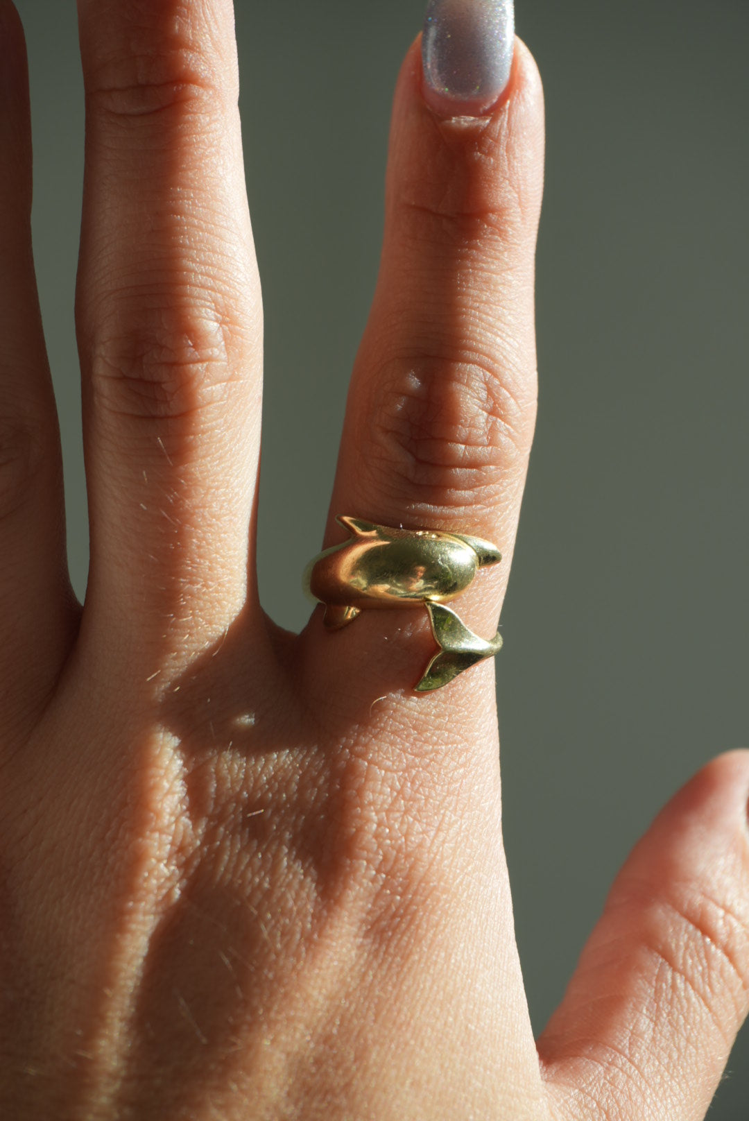 14K DOLPHIN WRAP RING SZ 8