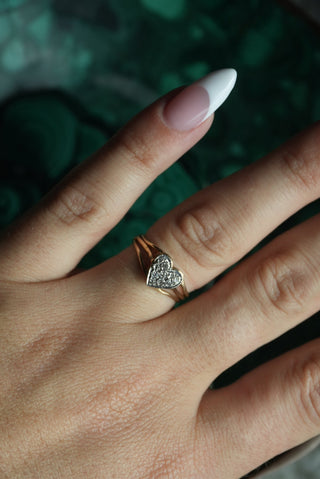 14K PAVE HEART RING