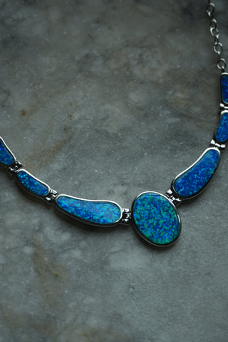 Drop in the Ocean - Sterling Opal Inlay Necklace
