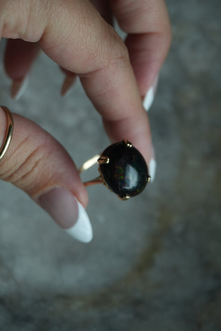 14K BLACK OPAL RING