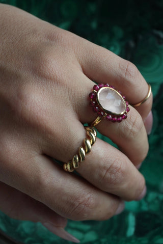 Pomegranate - Vermeil Quartz and Glass Ring Size