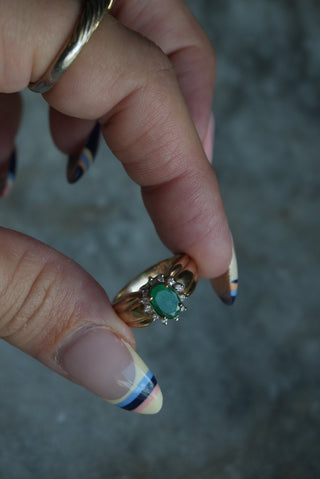 14K EMERALD CROWN RING