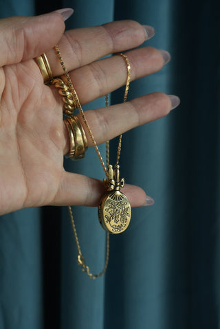Mini Mirror - 1928 Gold Fill Locket Necklace