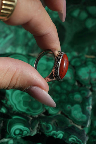 Scarlet Letter - Sterling Red Jasper Ring Size 8