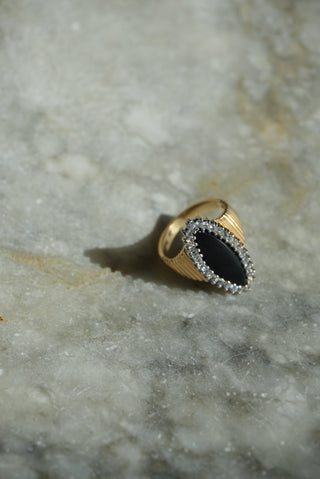 14K ONYX & DIAMOND RING