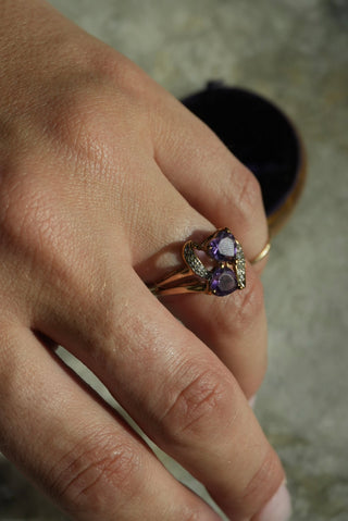 10k Amethyst Twin Hearts Ring