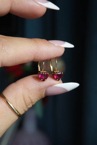 10K Ruby Heart Earrings