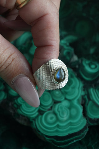 Silver Spoon - Sterling Open Textured Art Ring Size 8