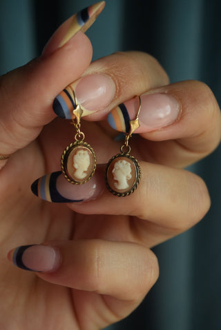 14K CAMEO DROP EARRINGS
