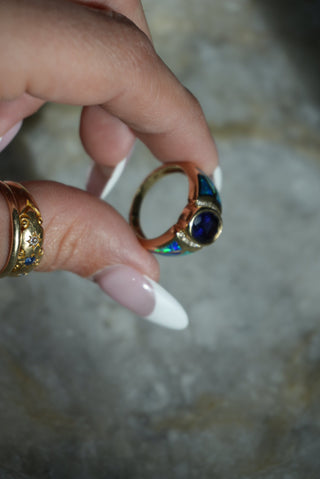 IOLITE & OPAL INLAY 14K RING