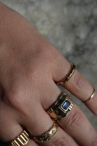 18k Vintage Enamel & Diamond Band