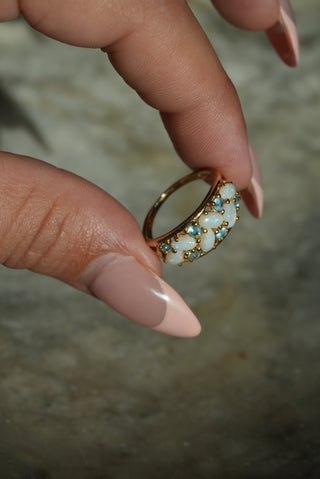 14K OPAL CLUSTER RING