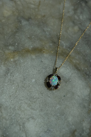 14K GARNET & OPAL NECKLACE