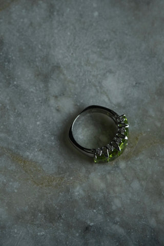 August Quintet - Sterling Peridot Band Size 8