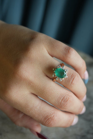 14K EMERALD & DIAMOND RING