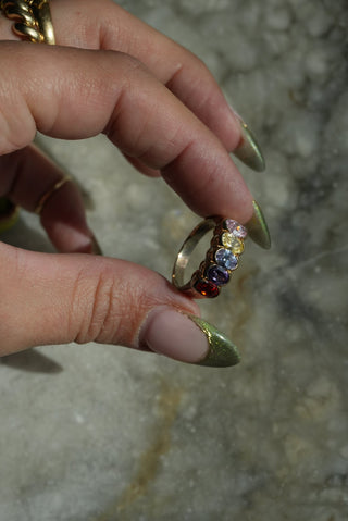 Natures Skittles - Sterling Mixed Gemstone Band Size 7