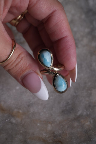 Sky Blue - Sterling Larimar Bypass Ring Size 8
