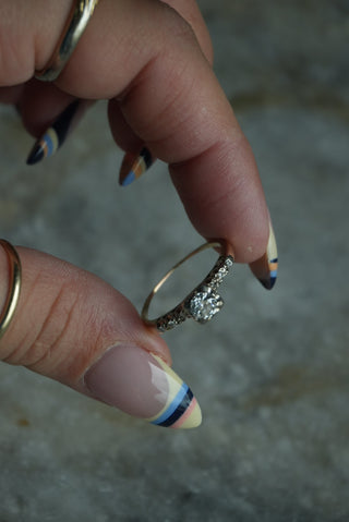 14K MINE CUT ENGAGEMENT RING