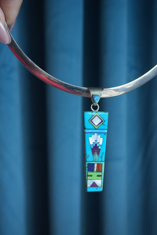 Native Speaker - Sterling Gemstone Inlay Collar Necklace
