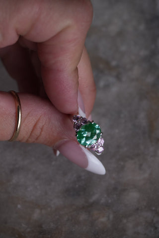 Mermaid Gems - Sterling Glass Ring Size 8
