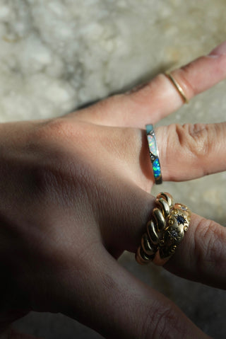 Material Lover - Sterling Opal Inlay Band Size 7