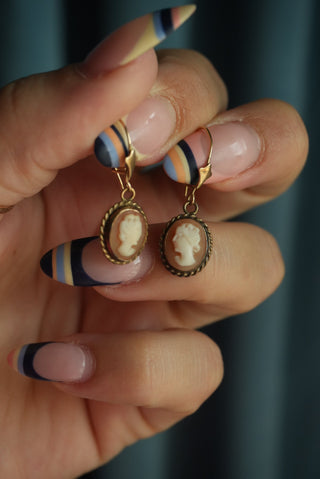 14K CAMEO DROP EARRINGS