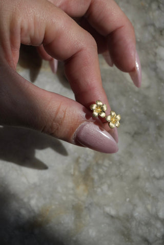 14k Hibiscus Flower Studs