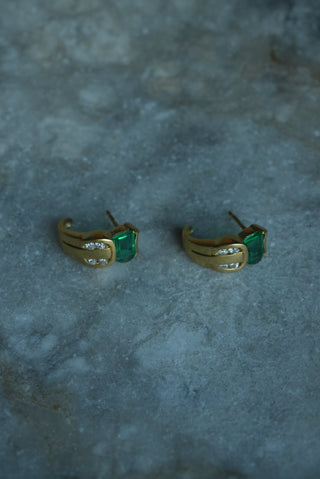 14k GREEN HUGGIE HOOPS